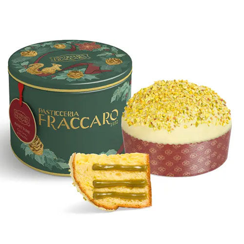 Panettone artizanal cu crema de fistic in cutie cadou Fraccaro 750g - editie de Craciun