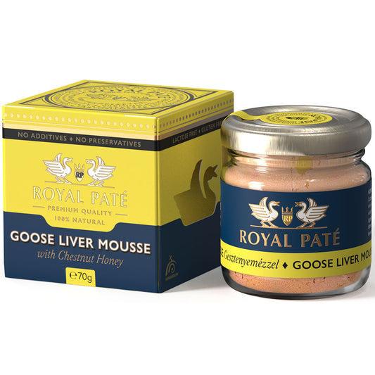 Mousse de foie gras cu miere de castane 60% ficat de gâscă Royal Pate 70g Delicatessen