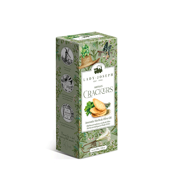 Crackers vegani cu ulei de masline si ierburi aromatice Lady Joseph 100g - Delicatessen Delicatessen De Rontait