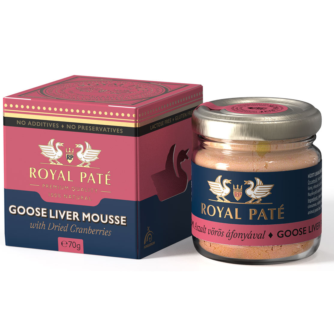Mousse de foie gras cu merisoare 60% ficat de gasca Royal Pate 70g