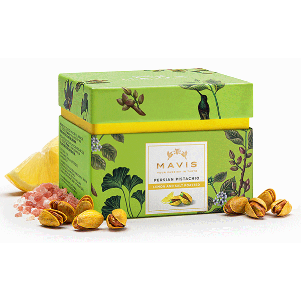 Fistic prajit cu lamaie si sare marina Caja, Mavis Gourmet 100g - Delicatessen Delicatessen De Rontait