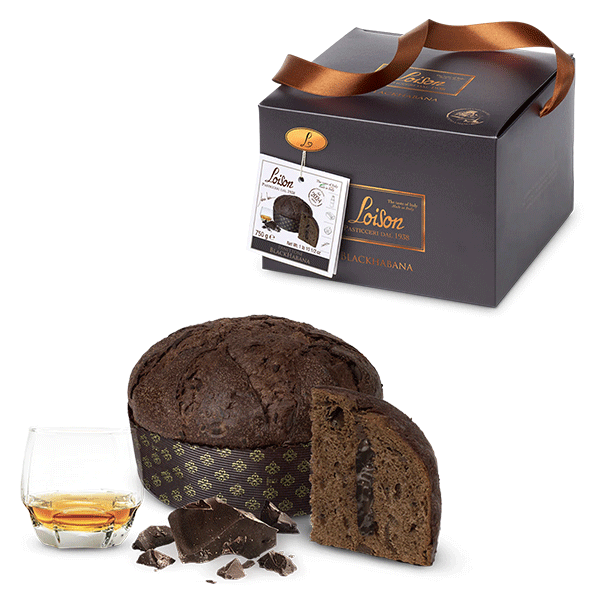 Panettone cu ciocolata neagra Single Origin, crema de ciocolata neagra si rom Loison 750g - Delicatessen Delicatessen Panettone