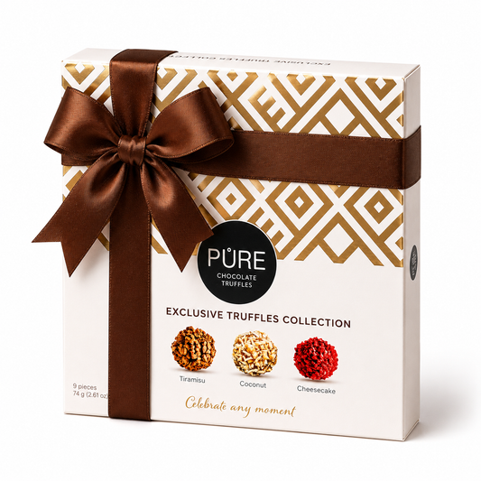 Trufe de Ciocolată Pure Chocolate 9 buc 74g – Cutie Cadou Artizanal Delicatessen