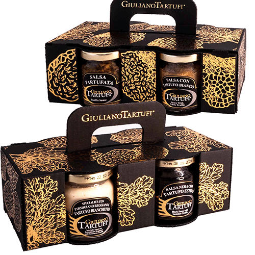 Cutie cadou de trufe Giuliano Tartufi 3x45g, 1x50g - colectie gourmet cu trufe - Delicatessen Delicatessen