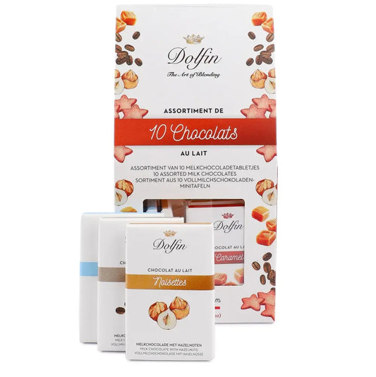 Selectie de 10 mini tablete de ciocolată cu lapte 100g Dolfin Dolfin