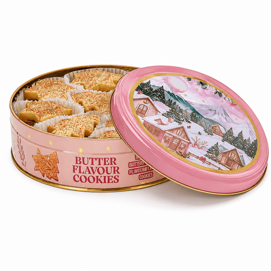 Biscuiți cu aromă de unt Becky's Soft Wishes 340g cutie metalică roz Becky's