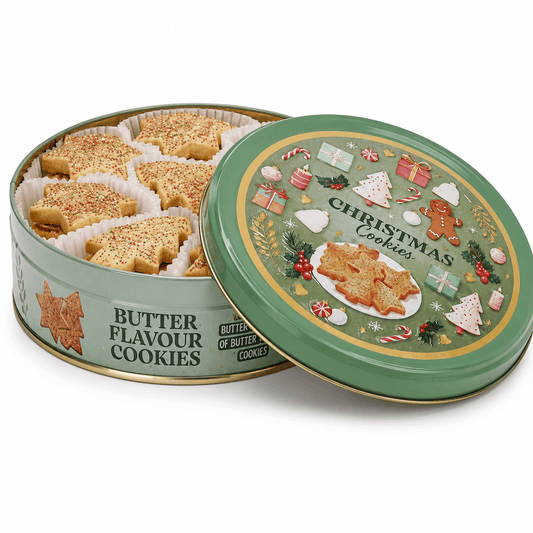 Biscuiti cu aroma de unt Becky's Soft Wishes 340g cutie metalica verde Becky's