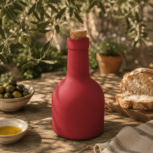 Sticlă pentru ulei cu dop de plută, 340 ml — roșu mat VdE Tivoli 1996