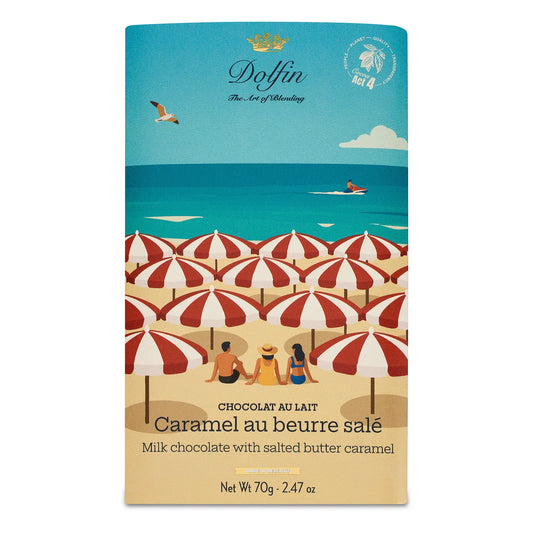 Tabletă de ciocolată cu lapte cu caramel sărat Colecție de vară 70g Dolfin Delicatessen