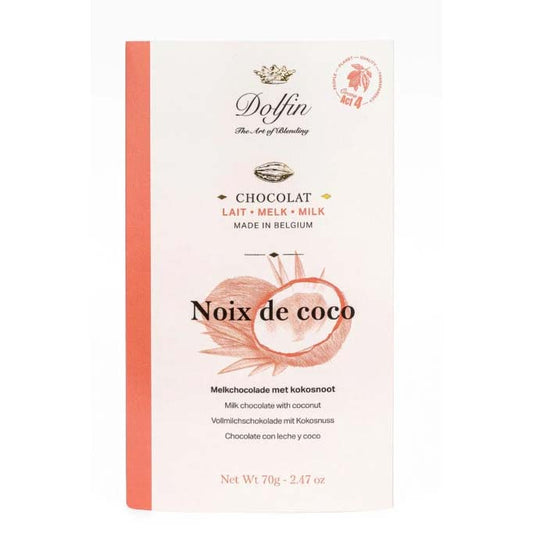 Tabletă de ciocolată cu lapte și cocos 70g Dolfin Delicatessen