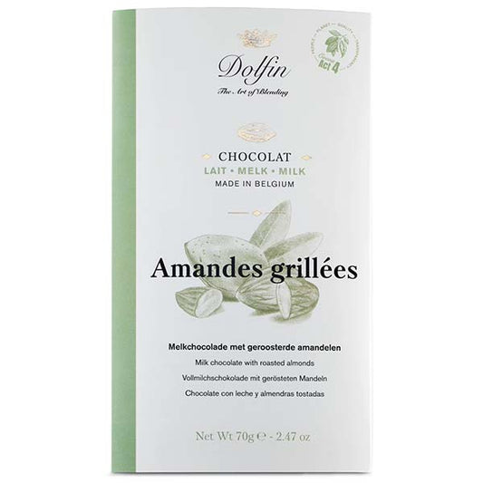 Tabletă de ciocolată cu lapte cu migdale prăjite 70g Dolfin Delicatessen
