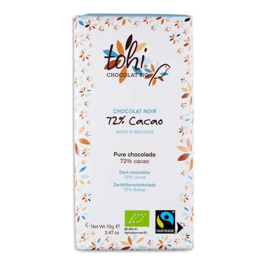 Tabletă de ciocolată neagră 72% cacao 70g Dolfin - produs bio Dolfin