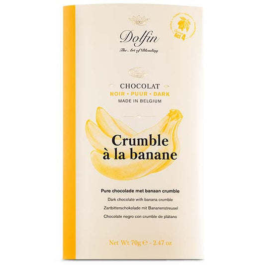 Tabletă de ciocolată neagră cu banana crumble 70g Dolfin Delicatessen