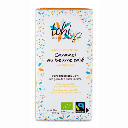 Tabletă de ciocolată neagră și caramel cu unt sărat 70g Dolfin - produs bio Delicatessen