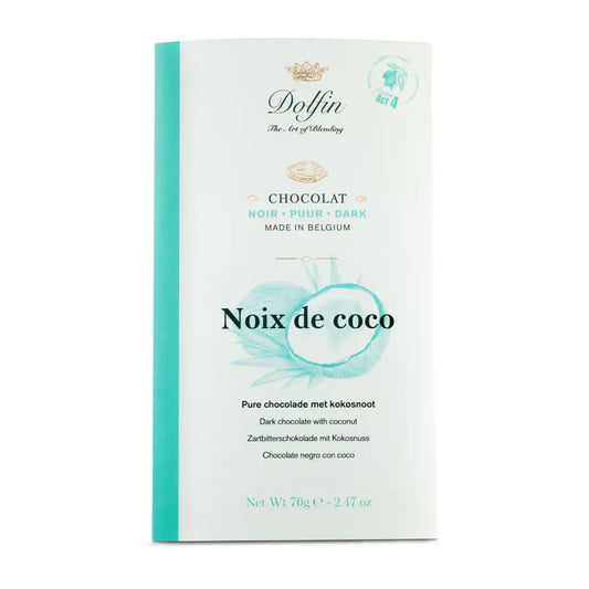 Tabletă de ciocolată neagră cu cocos 70g Dolfin Delicatessen