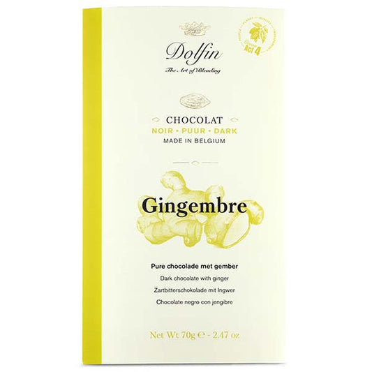 Tabletă de ciocolată neagră cu ghimbir 70g Dolfin Dolfin