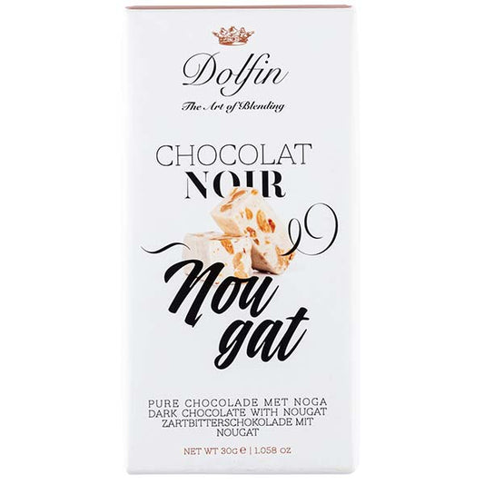 Tabletă de ciocolată neagră cu nuga 30g Dolfin Delicatessen