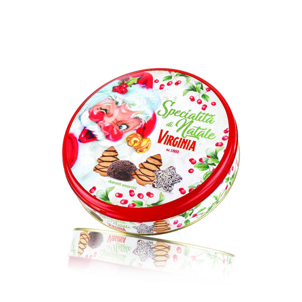 Biscuiti asortati in cutie metalica de Craciun 260g Amaretti Virginia