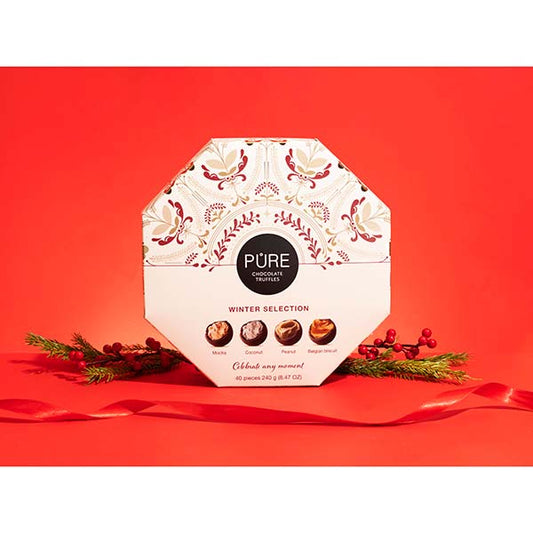 Asortiment de trufe in cutie cadou hexagonala White 24 Delicatessen
