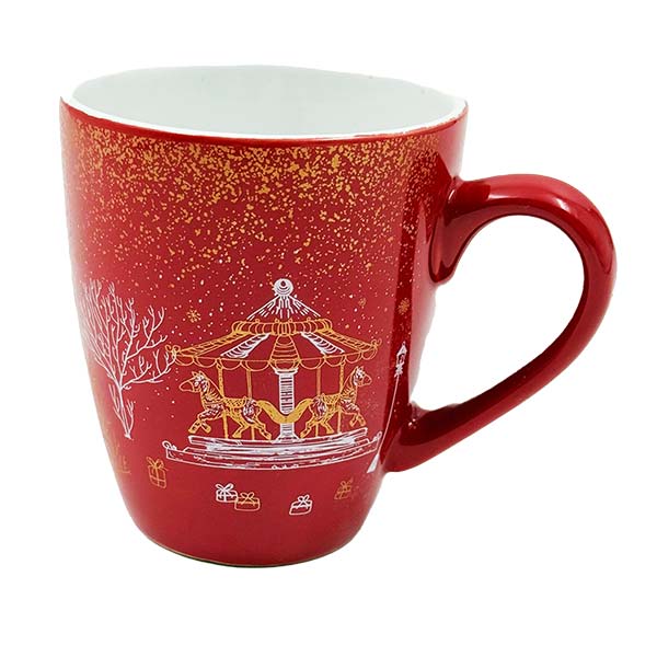 Cana mica din ceramica cu motive de iarna - red