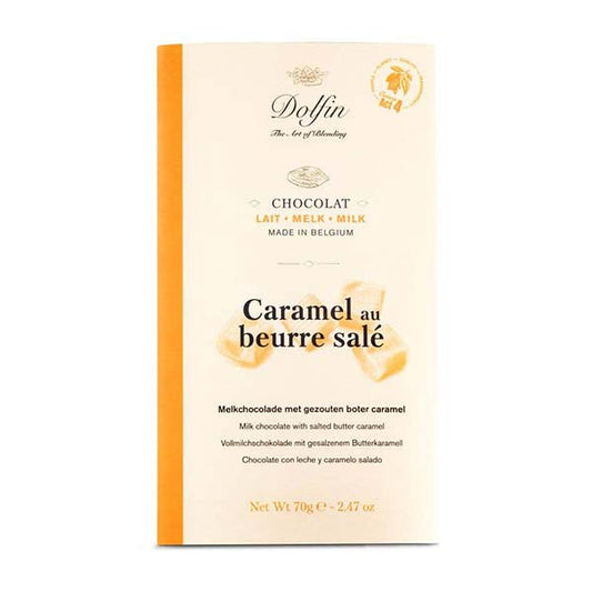 Tabletă de ciocolată cu lapte și caramel sărat 70g Dolfin Dolfin