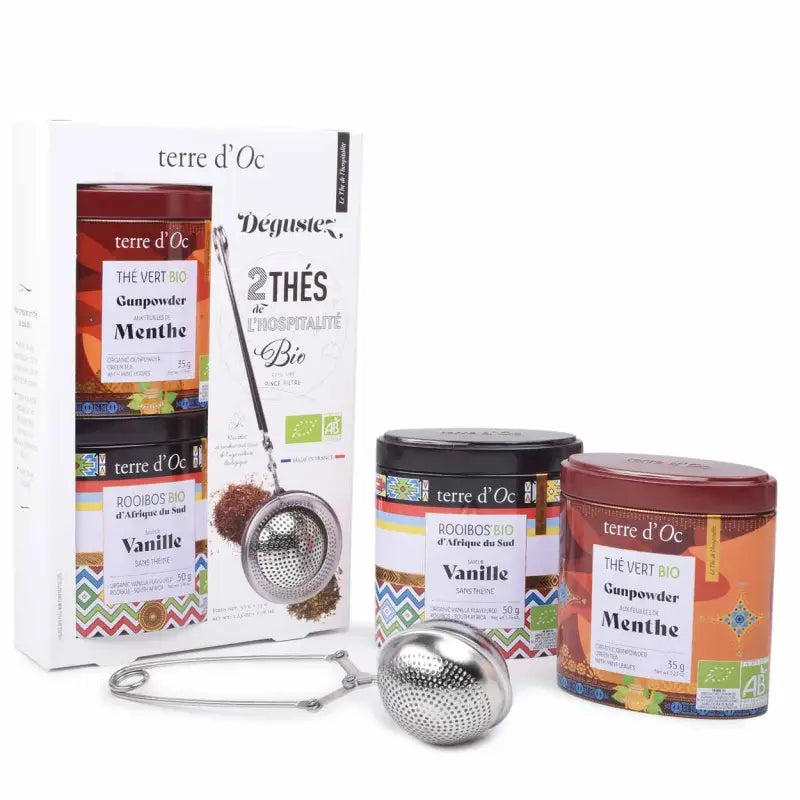 Set cadou ceai menta + rooibos si filtru metalic Terre d'Oc