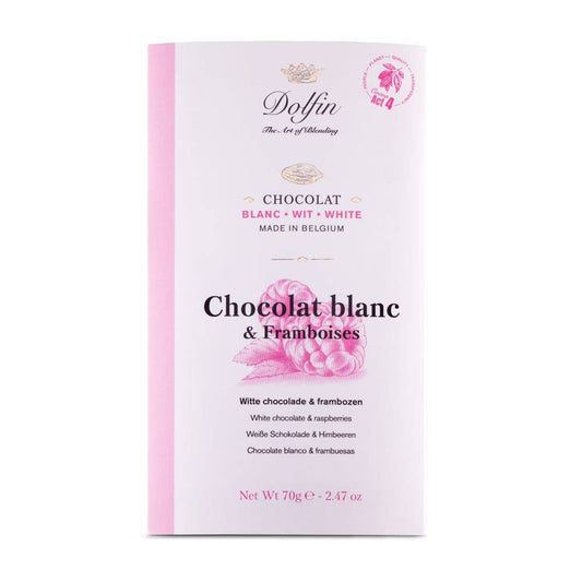 Tabletă de ciocolată albă cu zmeură 70g Dolfin Dolfin