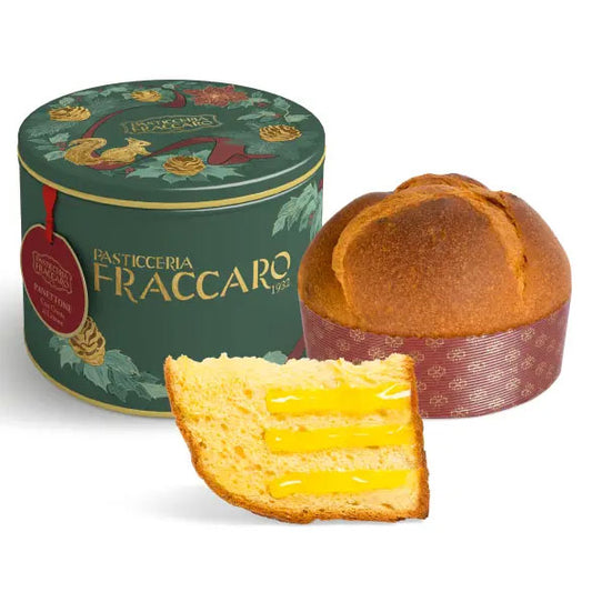 Panettone artizanal cu crema de lamaie in cutie metalica Fraccaro 750g - editie de Craciun Fraccaro