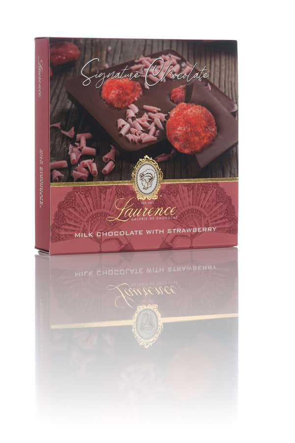 Ciocolata artizanala cu lapte si capsuni Laurence Chocolate 100g