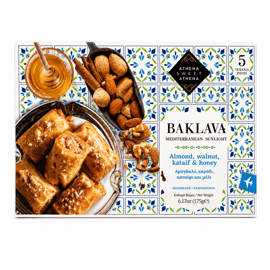 Baklava Mediterranean Sunlight migdale, nucă și kataifi, 175g – Athena Sweet Athena Athena Sweet Athena