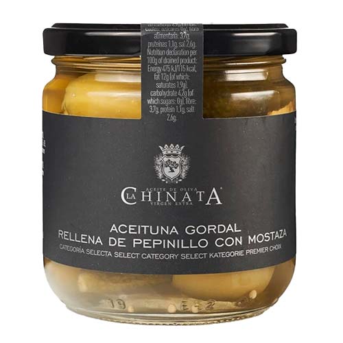 Masline Gordal cu castraveti murati si mustar La Chinata 180g
