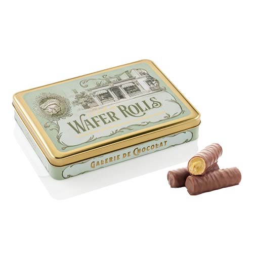 Napolitană cu fistic în cutie metalică Laurence Chocolate Delicatessen