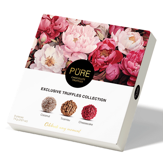 Cutie cu trufe asortate de primavara 9U Pure Chocolate 74g Pure Chocolate