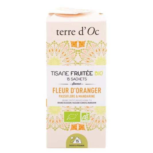 Ceai organic cu floare de portocal, passiflora și mandarină 15 infuzii Terre d'Oc Delicatessen