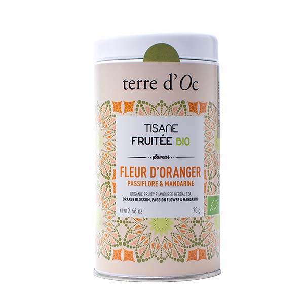 Ceai organic cu floare de portocal, passiflora si mandarina Terre d'Oc 70g