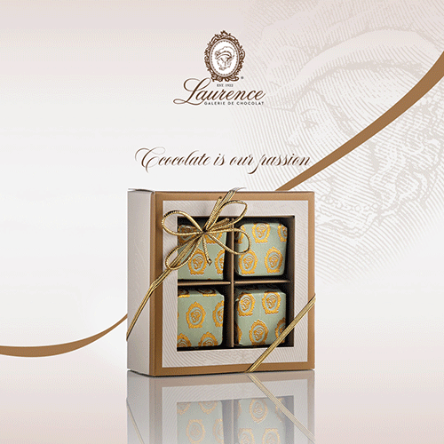 Laurence Chocolate cutie cu 4 praline de ciocolata gianduja 130g Laurence Chocolate