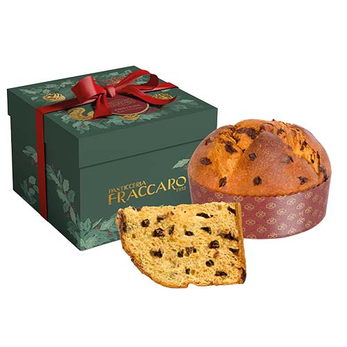 Panettone artizanal cu rom si ciocolata in cutie cadou Fraccaro 750g - editie de Craciun