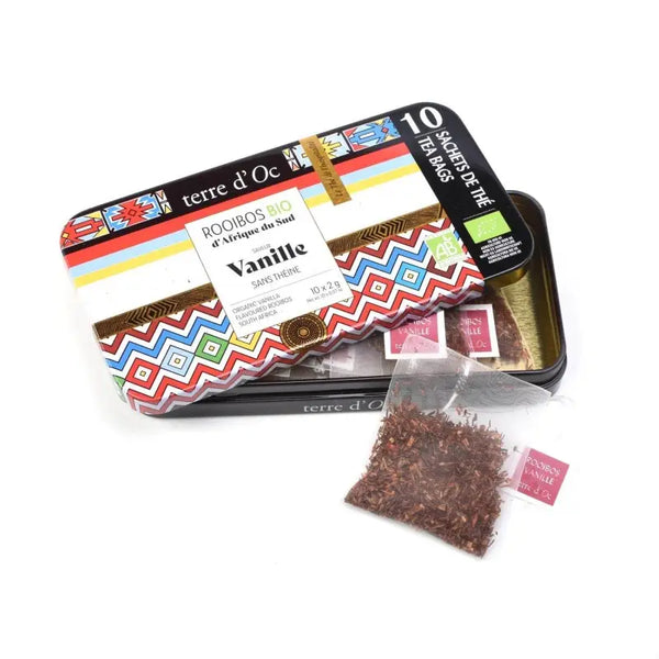 Rooibos organic cu vanilie Terre d`Oc - penar metalic cu 10 infuzii