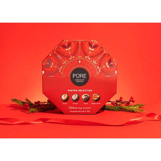 Asortiment de trufe in cutie cadou hexagonala Red 24 Delicatessen