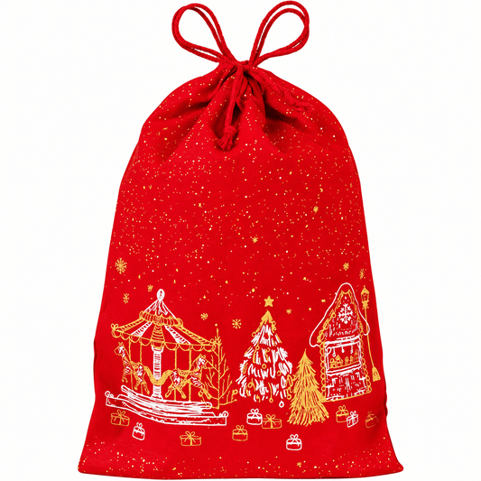 Săculeț de Crăciun roșu Merry Christmas 20x30 cm Delicatessen