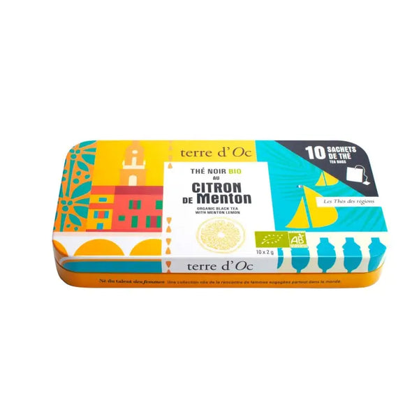 Ceai negru organic cu lamaie de Menton - penar metalic cu 10 infuzii
