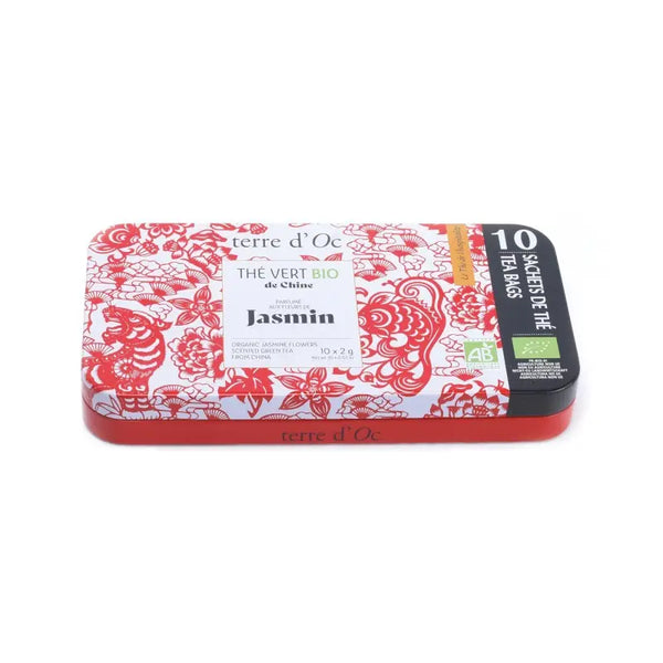 Ceai verde organic cu iasomie Terre d'Oc 100g - penar metalic cu 10 infuzii