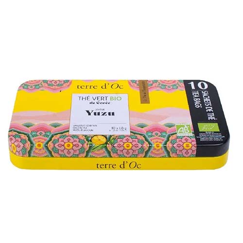 Ceai verde bio cu yuzu Terre d'Oc 18g - penar metalic cu 10 infuzii Delicatessen