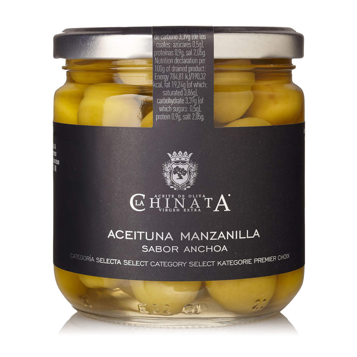 Masline Manzanilla cu aroma de ansoa La Chinata 350g - Delicatessen Delicatessen Masline