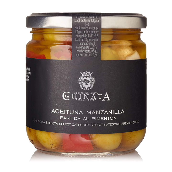 Masline Manzanilla cu ardei dulce La Chinata 160g - Delicatessen Delicatessen Masline