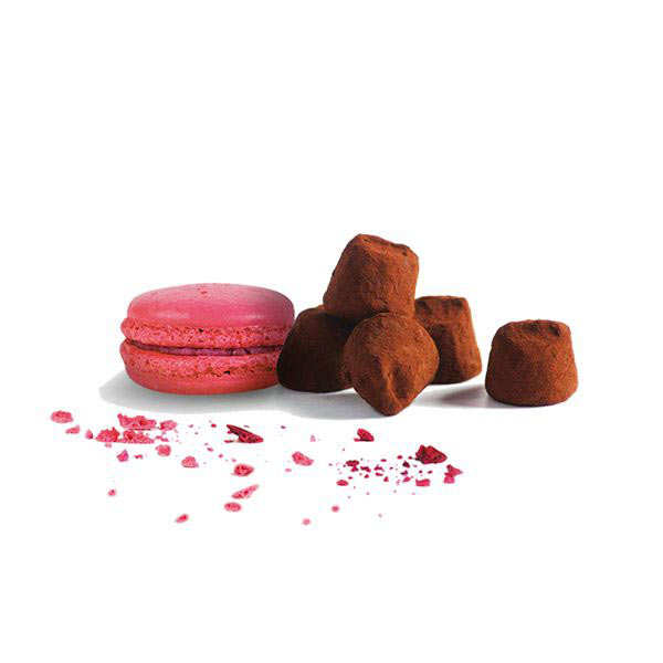 Trufe de ciocolata Raspberry Macaroon in cutie metalica 200g - Delicatessen Delicatessen