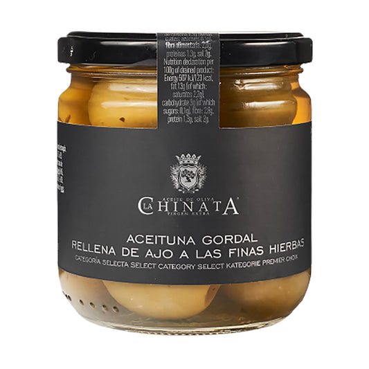 Măsline Gordal cu usturoi și ierburi aromatice La Chinata 180g Delicatessen