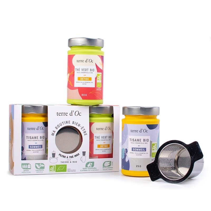 Set cadou 2 ceaiuri bio + infuzor metalic Terre d'Oc - Delicatessen Delicatessen