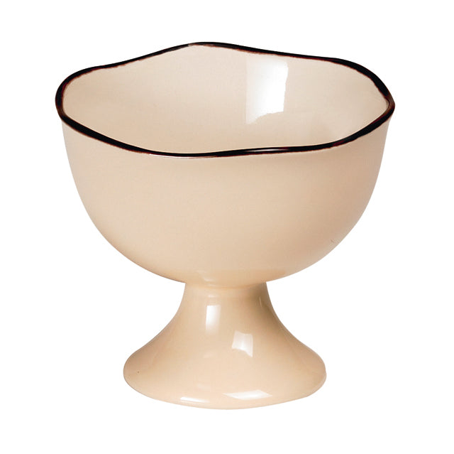 Cupa bej din ceramica cu margine maro D9,5x8,5 cm - Delicatessen Delicatessen