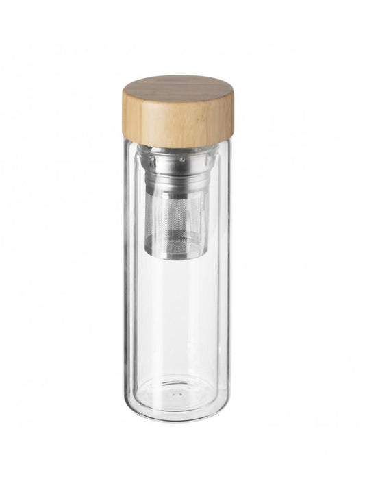 Termos din sticlă cu pereți dubli și infuzor metalic Terre d'Oc 330ml Terre d'Oc